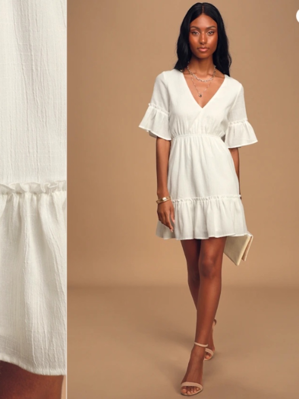 LULU's Bachelorette Engagement Bridal Shower Honeymoon Flowy Babydoll Mini Dress